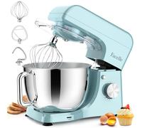 Facelle Batidora Amasadora de Repostería 1500W, Amasadora de Pan con 10 Velocidades + Función Pulse, Bol de Acero Inoxidable de 5,5L, Movimiento Orbital, con Varillas, Gancho Amasador y Batidor Plano