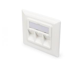 Faceplate for Keystone Jacks,3x RJ45 dust cover, 80/80 + central plate, pure white