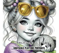 Faces of Play: Grayscale Playtime Portraits, 50 expressive illustrations of children immersed in joyful, whimsical moments.