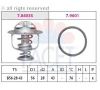 FACET 7.8403 Termostato refrigerante con junta 76°C Compatible con FIAT Fullback Pick-up 502, 503, MITSUBISHI L 200 / Triton Pick-up KJ, KK, KL