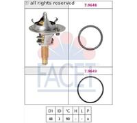 FACET Termostato, refrigerante para DACIA: Duster, Sandero, Logan, Dokker, Lodgy & RENAULT: Twingo, Kangoo, Mégane, Scénic, Clio (Ref: 7.8710S)