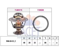 FACET 7.8831 Termostato refrigerante con junta 88°C Compatible con HYUNDAI i10 PA