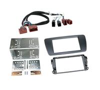 Fachada de radio de coche 2-DIN compatible con Seat Ibiza (6J) Galway gris/arnés