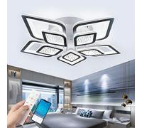 Fachae 60cm Lampara Techo con APP Y Mando a Distancia Plafon Led Techo Flor Inteligente Decoración Creativa Lámpara de Techo Función de Memoria LED Regulable Embellece Dormitorio Infantil Salón-Black