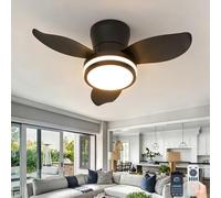 Fachae Ventilador de Techo LED con Luz,Lampara Techo Ventilador con Mando a Distancia 65cm de Diámetro,Regulable,Temporizador 48 W,3800 Lúmenes,6 Velocidades,para Dormitorios y Salas de Estar -Black