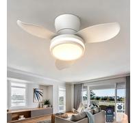 Fachae Ventilador de Techo LED con Luz,Lampara Techo Ventilador con Mando a Distancia 65cm de Diámetro,Regulable,Temporizador 48 W,3800 Lúmenes,6 Velocidades,para Dormitorios y Salas de Estar -White