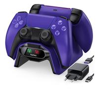 Fachixy Cargador para Mando PS5, 2H rápido Cargador ps5 con 2 Tipos de Cable para Mando PS5, estación de Carga Compatible con mandos DualSense PlayStation 5