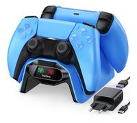 Fachixy Cargador para Mando PS5, 2H rápido Cargador ps5 con 2 Tipos de Cable para Mando PS5, estación de Carga Compatible con mandos DualSense PlayStation 5