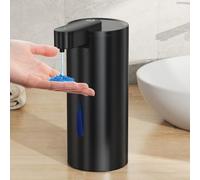 Fachixy Dispensador de jabón automático, Acero Inoxidable Cepillado, sin Contacto, 340 ml, dispensador de jabón eléctrico con Sensor, Recargable por USB, para baño, Cocina, Negro