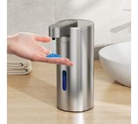 Fachixy Dispensador de jabón automático, Acero Inoxidable Cepillado, sin Contacto, 340 ml, dispensador de jabón eléctrico con Sensor, Recargable por USB, para baño, Cocina