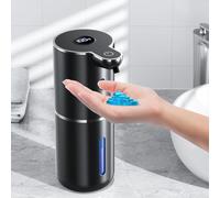 Fachixy Dispensador de jabón automático con Pantalla Digital, 380 ml, dispensador de jabón eléctrico con Sensor, Montaje en Pared, sin Contacto, Recargable por USB, IPX5, Resistente al Agua para baño