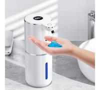 Fachixy Dispensador de jabón automático con Pantalla Digital, sin Contacto, Montaje en Pared, dispensador de jabón de baño, Recargable, 380 ml, IPX5 Impermeable para baño, Cocina