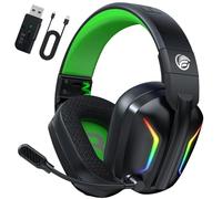 Fachixy FC-300 - Auriculares inalámbricos para videojuegos (2,4 G, con micrófono, para PS5, PS4, PC, Mac, plegables, con cancelación de ruido envolvente, luz LED, más de 50 horas de duración de la