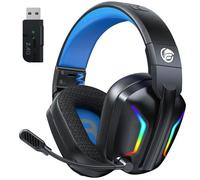 Fachixy FC-300 - Auriculares inalámbricos para Videojuegos con micrófono, 2,4 G, para PS5, PS4, PC, Switch, Mac, Sonido Envolvente, Plegables, Bluetooth, Auriculares inalámbricos con luz LED, más de
