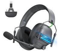 Fachixy FC400 Cascos Gaming Inalámbricos, 2.4GHz Bluetooth Auriculares Gaming Inalambricos para PS5, PS4, PC, Switch, Cancelación de Ruido de Baja latencia, luz LED, Duración 50Hr