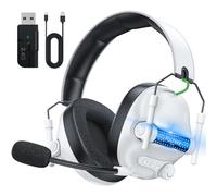 Fachixy FC400 Cascos Gaming Inalámbricos, 2.4GHz Bluetooth Auriculares Gaming Inalambricos para PS5, PS4, PC, Switch, Cancelación de Ruido de Baja latencia, luz LED, Duración 50Hr
