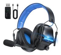 Fachixy FC400 Cascos Gaming Inalámbricos, 2.4GHz Bluetooth Auriculares Gaming Inalambricos para PS5, PS4, PC, Switch, Cancelación de Ruido de Baja latencia, luz LED, Duración 50Hr