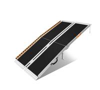 FACHNUO Rampa para Silla de Ruedas Plegable de Aluminio, 152 cm Extra Ancha, 362 kg Capacidad, con Placa de Transición y 2 Patas de Soporte Ajustables (Asa de Transporte, Bandas Reflectantes)