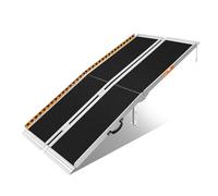 FACHNUO Rampa para Silla de Ruedas Plegable de Aluminio, 183 cm Extra Ancha, 362 kg Capacidad, con Placa de Transición y 2 Patas de Soporte Ajustables (Asa de Transporte, Bandas Reflectantes)