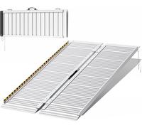 FACHNUO Rampa para Sillas de Ruedas Plegable 122CM Rampa de Umbral, Capacidad 362KG, Antideslizante Extra Ancha 74cm - Rampa de Aluminio Portátil para Escaleras, Peldaños, Puertas, Entradas