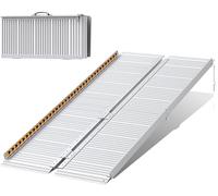 FACHNUO Rampa para Sillas de Ruedas Plegable 152,5CM Rampa de Umbral, Capacidad 362KG, Antideslizante Extra Ancha 74CM - Rampa de Aluminio Portátil para Escaleras, Peldaños, Puertas, Entradas