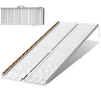 FACHNUO Rampa para Sillas de Ruedas Plegable 183CM Rampa de Umbral, Capacidad 362KG, Antideslizante Extra Ancha 74CM - Rampa de Aluminio Portátil para Escaleras, Peldaños, Puertas, Entradas