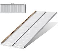 FACHNUO Rampa para Sillas de Ruedas Plegable 213,5CM Rampa de Umbral, Capacidad 362KG, Antideslizante Extra Ancha 74CM - Rampa de Aluminio Portátil para Escaleras, Peldaños, Puertas, Entradas