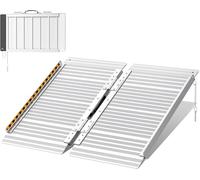 FACHNUO Rampa para Sillas de Ruedas Plegable 61CM Rampa de Umbral, Capacidad 362KG, Antideslizante Extra Ancha 74CM - Rampa de Aluminio Portátil para Escaleras, Peldaños, Puertas, Entradas