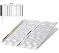 FACHNUO Rampa para Sillas de Ruedas Plegable 91,5CM Rampa de Umbral, Capacidad 362KG, Antideslizante Extra Ancha 74CM - Rampa de Aluminio Portátil para Escaleras, Peldaños, Puertas, Entradas