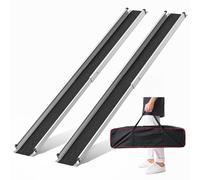 FACHNUO Rampa telescópica Antideslizante para Silla de Ruedas, 2 rampas de Aluminio para Silla de Ruedas de hasta 272 kg, rampa portátil con Bolsillos de Tela, rampas para escaleras, peldaños