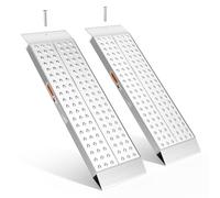 FACHNUO Rampas de Aluminio Robustas 100x30 cm | Rampa de Carga, Capacidad 680 kg, Antideslizante para Cobertizos/Cortacéspedes | para Quitanieves, Motocicletas, Motos Cross & ATVs | Pack de 2, Plata