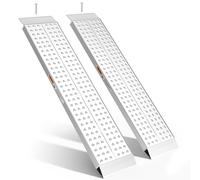 FACHNUO Rampas de Aluminio Robustas 140x30 cm | Rampa de Carga, Capacidad 680 kg, Antideslizante para Cobertizos/Cortacéspedes | para Quitanieves, Motocicletas, Motos Cross & ATVs | Pack de 2, Plata