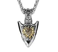 Fachoice Valknut - Collar con colgante de punta de flecha para hombre, brújula nórdica, brújula vegvisir, joyería punk valknut odín flecha