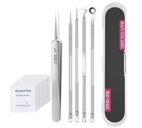 Facial Blackhead Remover Set, Blackhead Remover Tools Professional, Blackhead Extractor Tweezers Stainless Steel, Black Head Remover for Nose, Great for Skin Care (Straight)
