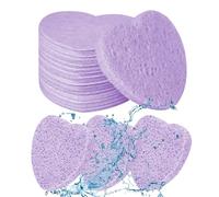 Facial Cleansing Sponges - Natural Wood Pulp Pads, Heart-Shaped Spa Tool | Compact 2.76in Cosmetic Sponge Pack with 50pcs for Pore Care, Makeup Removal, Gift Sets, Home Beauty Treatments