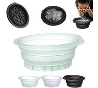 Facial Cold Plunge Bowl Kit, Face Ice Bath Bowl, Portable Silicone Foldable Facial Bath Bowls with Built-in Ice Tray, Cold Compress & Faces Wash Basin Kits for Skincare, Hanging Storage (Green)