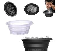 Facial Cold Plunge Bowl Kit, Face Ice Bath Bowl, Portable Silicone Foldable Facial Bath Bowls with Built-in Ice Tray, Cold Compress & Faces Wash Basin Kits for Skincare, Hanging Storage (Purple*Black)