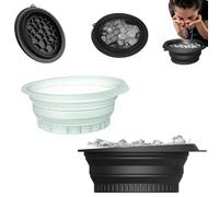 Facial Cold Plunge Bowl Kit, Face Ice Bath Bowl, Portable Silicone Foldable Facial Bath Bowls with Built-in Ice Tray, Cold Compress & Faces Wash Basin Kits for Skincare, Hanging Storage (Green+Black)