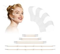 Facial Lifting Tape Set, Lifting Tape para Arrugas, 80 Adhesivos Invisibles y 4 Cuerdas Reafirmantes Reutilizables para Contorno Facial en V Instantáneo, Cuello y Mandíbula
