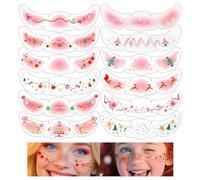 Faciales Navideñas 12 Piezas Productos De Belleza Reno | Decoraciones de Parches Navideños Para Actuaciones Viajes Verano Ocasiones Especiales Fotos Halloween