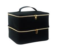 Fácil acceso y almacenamiento de doble capa bolsa de transporte para esmalte de uñas organizador de esmalte de uñas nylon duradero bien organizado negro, Negro, as description