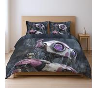 Fácil Cuidado Funda nórdica, Ciencia ficción Robots Extraterrestres, Ropa de Cama con Fundas de Almohada para jóvenes y Adultos, Púrpura, 220 x 220 cm + 2 Funda edredón 50x75 cm