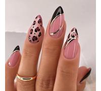 Fácil de aplicar, uñas postizas, manicura, múltiples tamaños, reutilizables, ABS, impresión de moda, incorrecta para mujeres, aplicación inmediata, 24 unidades, punta angular, para presionar