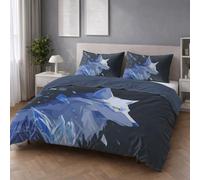 Fácil de Cuidar Motivo Azul Blanca Minimalista Juego de Cama Abstracto Geométrico Lobo Fácil de Mantener Microfibra para Adolescente Duvet Cover 150 x 200 cm