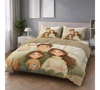 Fácil de Cuidar Motivo Beige Ilustración Juego de Cama Acogedor Familia Habitación Fácil de Mantener Microfibra para Adolescente Duvet Cover 150 x 200 cm