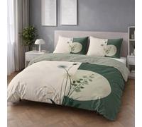 Fácil de Cuidar Motivo Beige Verde Minimal Juego de Funda Nórdica Moderno Geométrico Floral Fácil de Mantener Microfibra para Adolescente Duvet Cover 200 x 200 cm