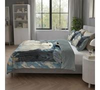 Fácil de Cuidar Motivo Blanca Gris Animales Juego de Cama Caricatura Arte Cachorro Fácil Cuidado Microfibra para Adolescente Duvet Cover 260 x 240 cm