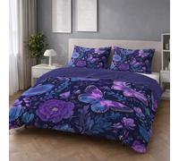 Fácil de Cuidar Motivo Morado Azul Soñador Juego de Cama Misterioso Mariposa Floral Fácil de Mantener Microfibra para Adolescente Duvet Cover 200 x 200 cm