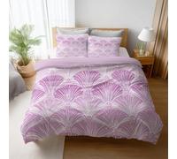 Fácil de Cuidar Motivo Morado Blanco Minimalista Juego de Cama Moderno Geométrico Forma de Abanico Fácil de Mantener Microfibra para Adolescente Duvet Cover 135 x 200 cm