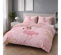 Fácil de Cuidar Motivo Rosa Dibujo Animado Juego de Cama Minimalista Lindo Flamenco Fácil de Mantener Microfibra para Adolescente Duvet Cover 260 x 240 cm